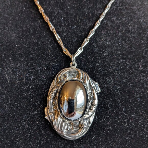 Vintage Ornate Hematite Pendant Necklace and Matching Earrings Set - Picture 2 of 14